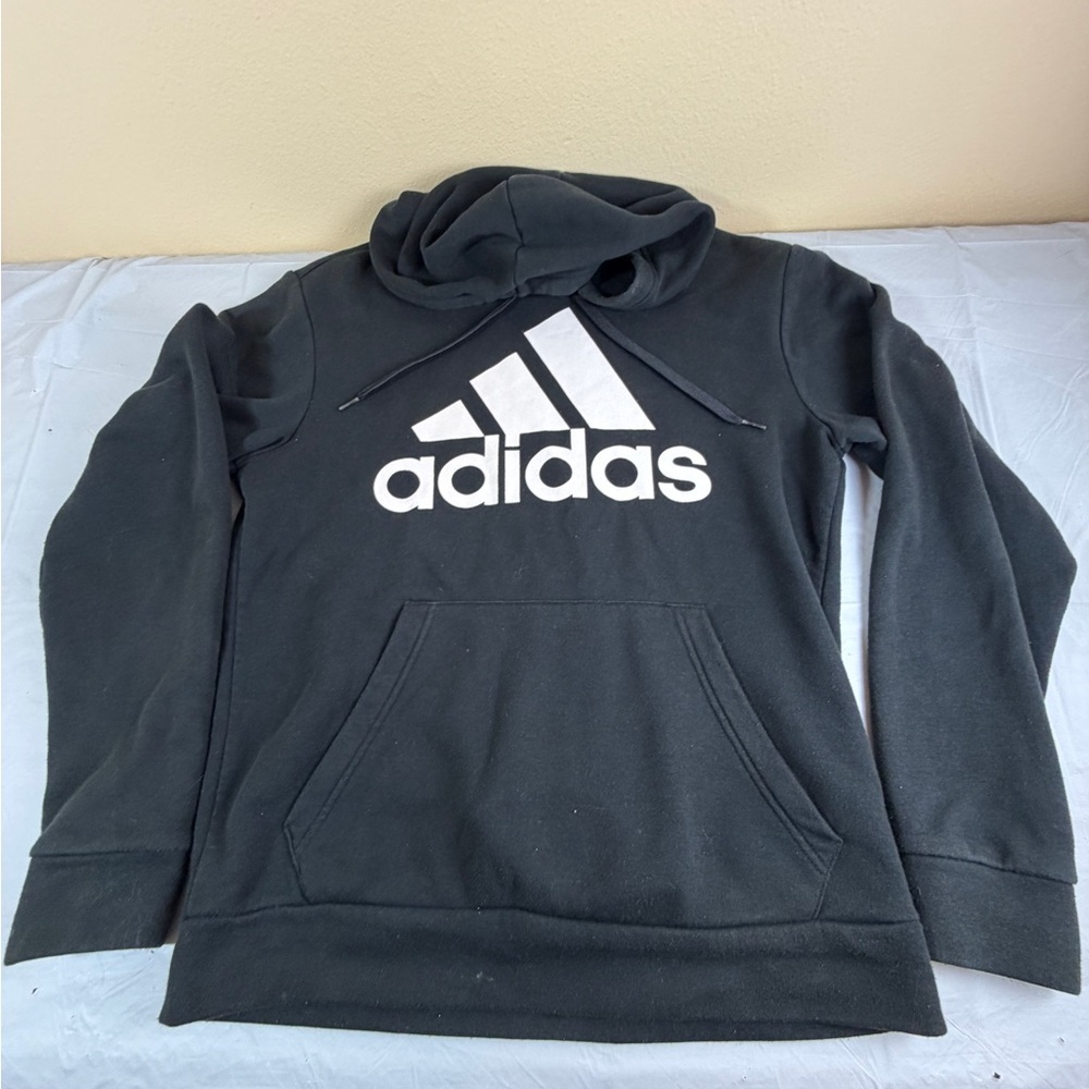 adidas Black Hoodie with White‎ Logo